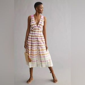 Anthropologie Maeve Ombré Plaid Midi Sundress- NWOT